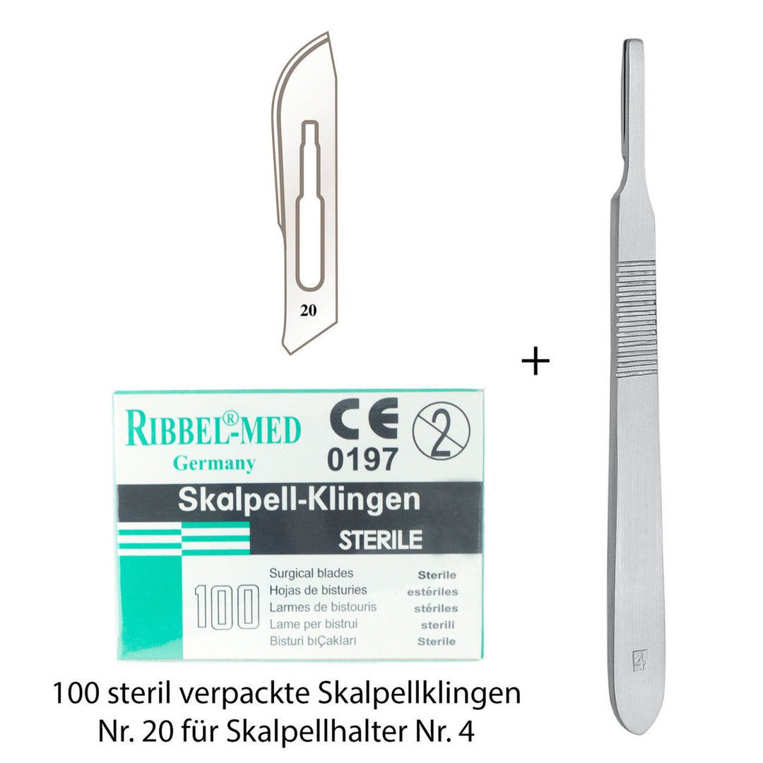 Skalpellgriff Griff Nr. 4 + Klingen Nr. 20 für Griff Nr. 4