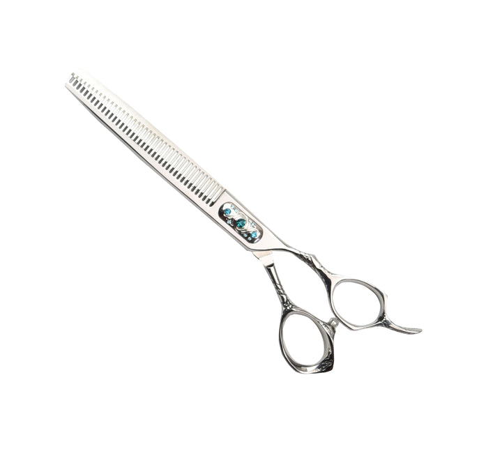 Dog hair scissors with one-sided teeth